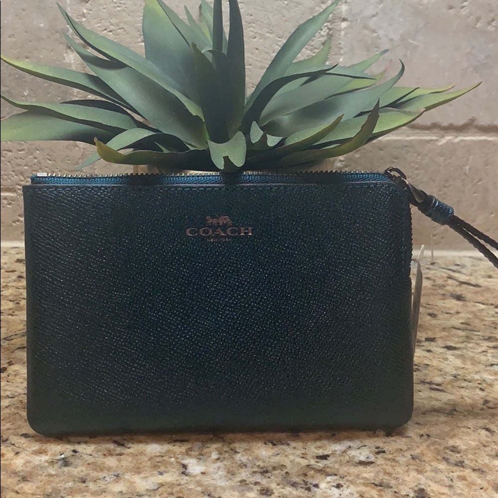 Coach wristlet, Metallic Dark Teal